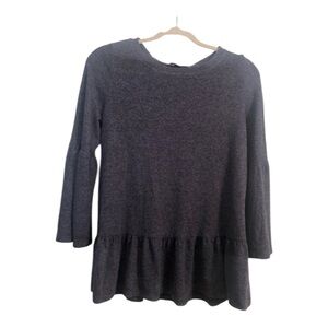 Gibson Navy Ruffled Shirt with Bell Sleeves Size XS